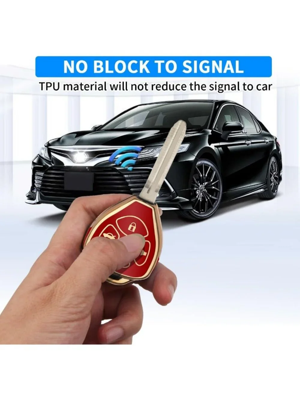Durable Key Fob Cover with Keychain for Toyota Camry, Corolla, Avalon, Venza